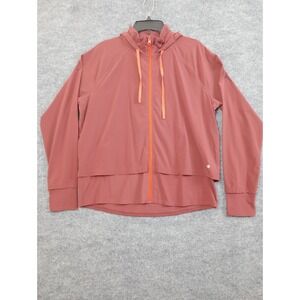 Xersion Womens Full Zip Activewear Jacket Hooded Layered Rose L